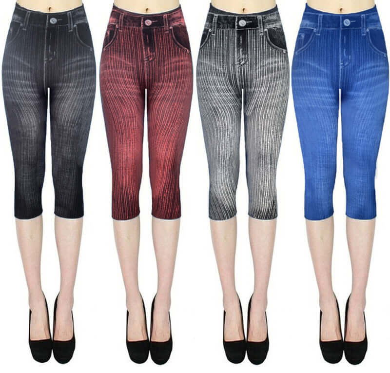 Stretch Bottoming Cropped Slim Fit Hip Raise Printed Jeans For Women Dropshipman