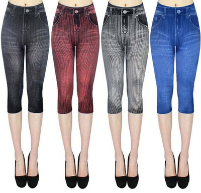 Stretch Bottoming Cropped Slim Fit Hip Raise Printed Jeans For Women Dropshipman