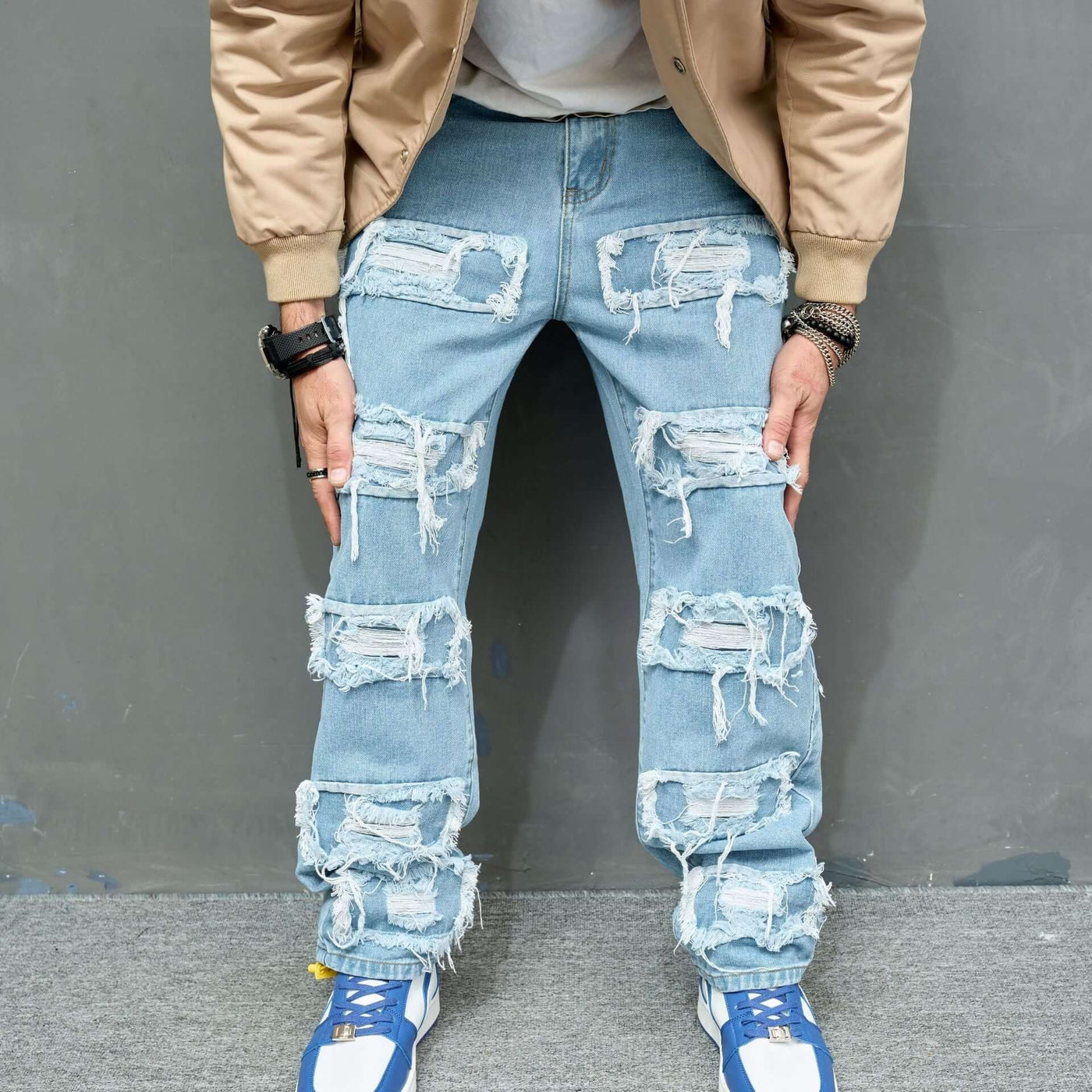 Men's Jeans Worn Stretch Slim Fit eprolo