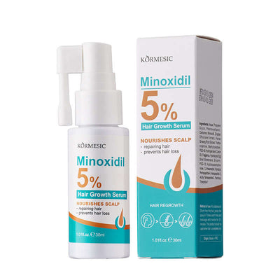 Minoxidil Hair Growth Tonic by KORMESIC, 5% serum, nourishes scalp, repairs damaged hair, prevents hair loss, 30ml bottle.
