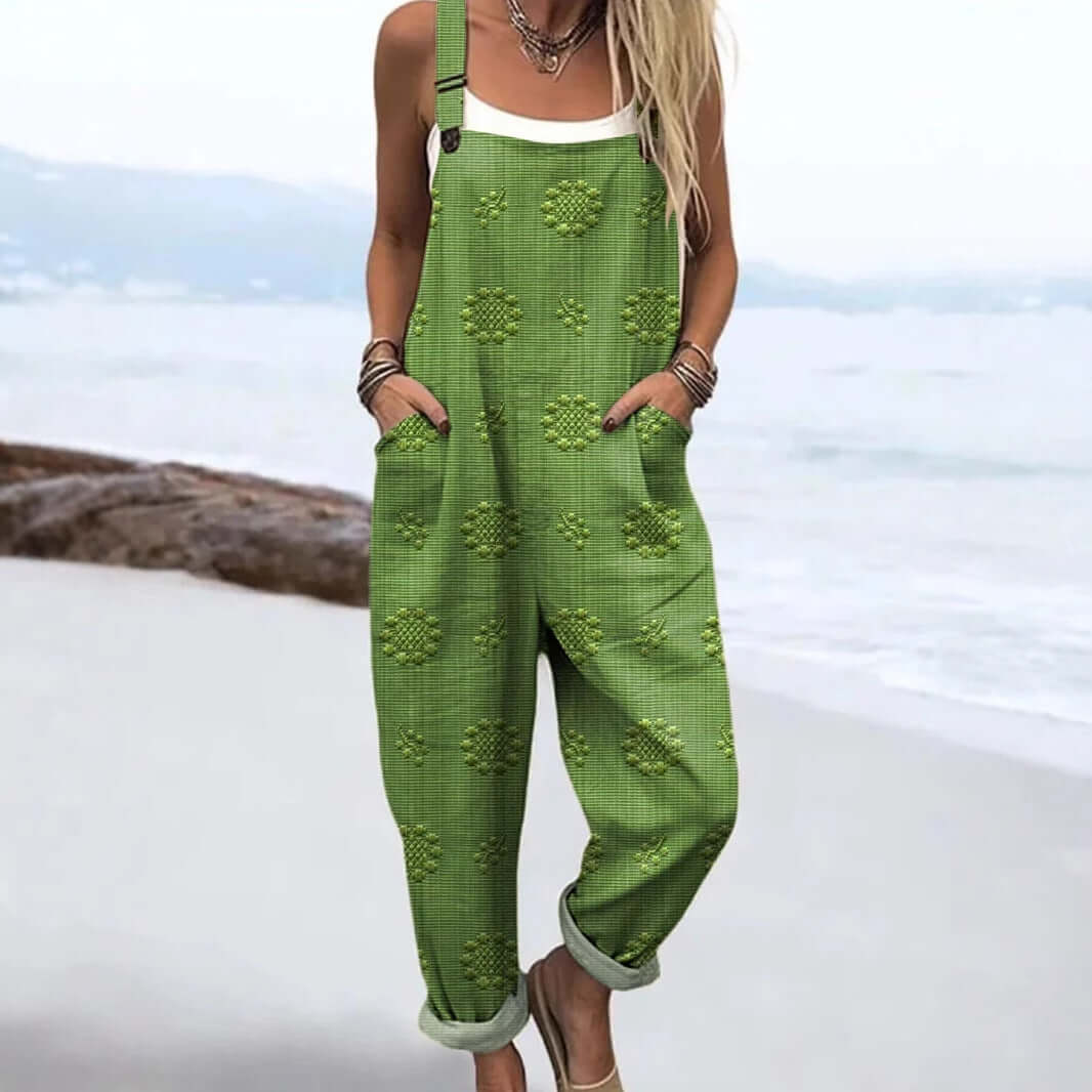 Women's Vintage Print Jumpsuit Loose Sleeveless Design Sexy