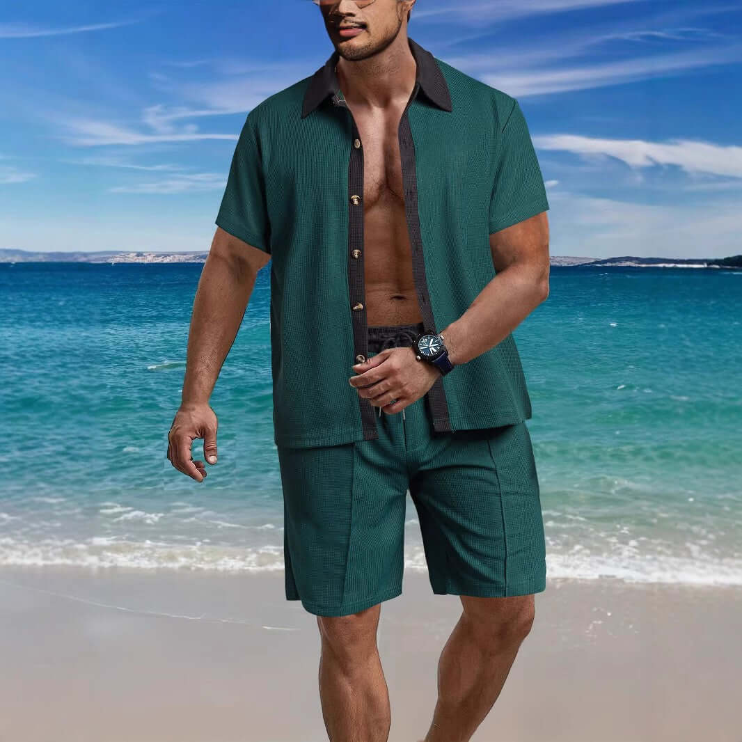 Men's Casual Vacation Shirt And Shorts Two-piece Suit Astrazona