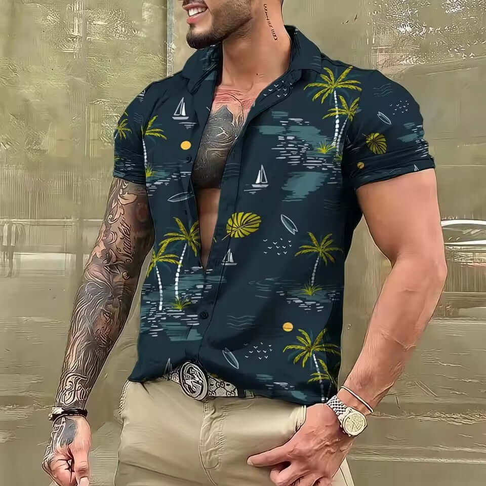 Men's Shirt Printed Beach Short Sleeve Top eprolo
