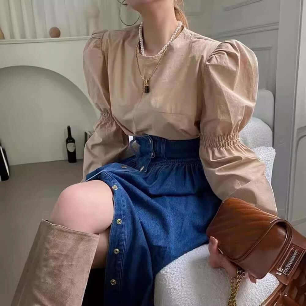 Fashion Slimming Single-breasted Denim Skirt eprolo