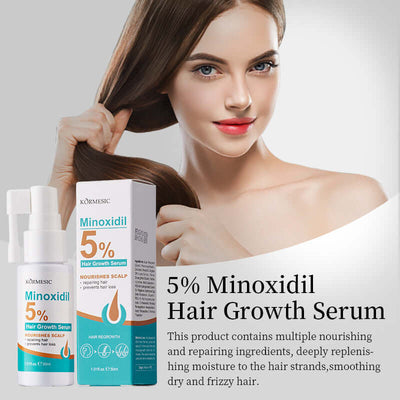 5% Minoxidil Hair Growth Serum by KORMESIC, nourishing scalp and repairing hair tonic for healthy, smooth hair.