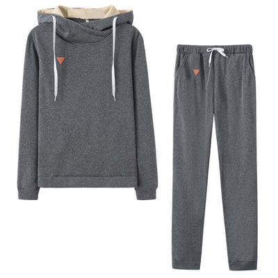Women's Fleece Leather Seal Long Sleeve Hooded Casual Sports Suit eprolo