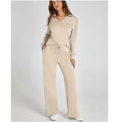 Women's Fashion Casual Drawstring Solid Color Suit eprolo