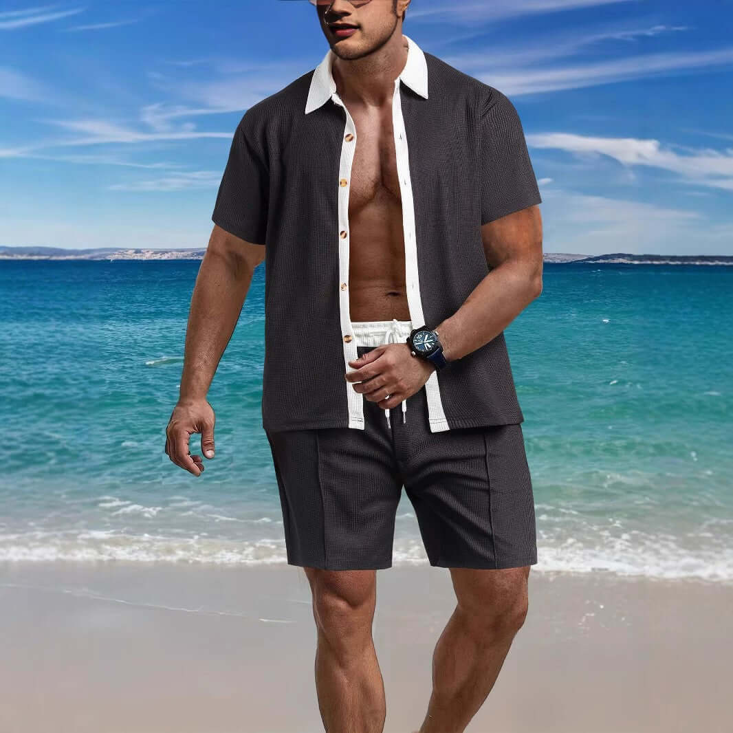 Men's Casual Vacation Shirt And Shorts Two-piece Suit Astrazona