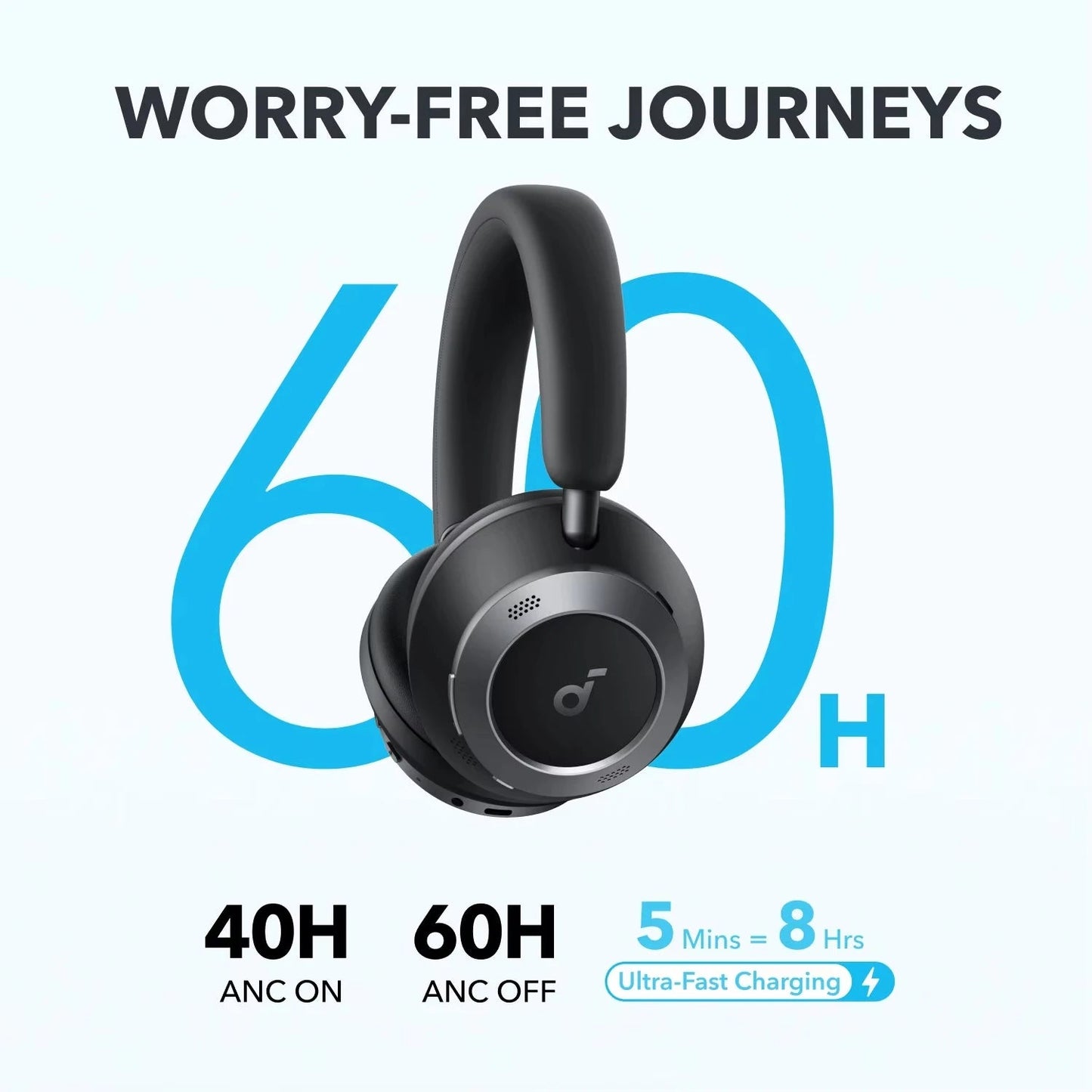 Original Anker Soundcore Space One Pro Headphone Hi-Res LDAC Wireless Bluetooth Gaming Headset Super Fast Charge ANC Foldable Dropshipman