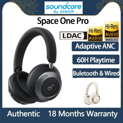 Original Anker Soundcore Space One Pro Headphone Hi-Res LDAC Wireless Bluetooth Gaming Headset Super Fast Charge ANC Foldable Dropshipman