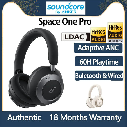 Original Anker Soundcore Space One Pro Headphone Hi-Res LDAC Wireless Bluetooth Gaming Headset Super Fast Charge ANC Foldable Dropshipman