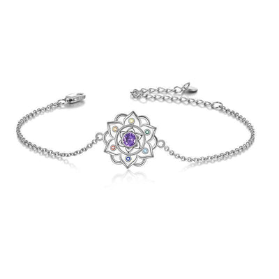 Chakra Yoga Lotus Pendant Bracelet in Sterling Silver eprolo