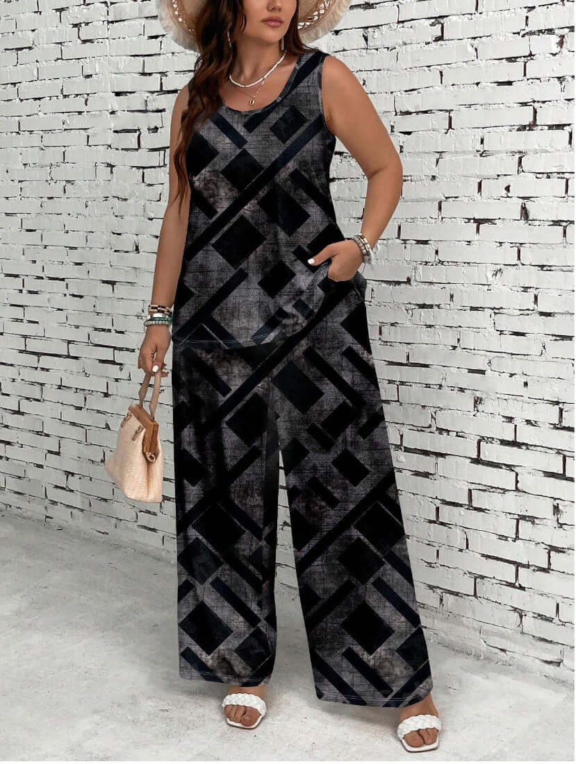 Trendy fashion suit for women with wide-leg trousers