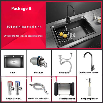 Manual Thickened Sink Kitchen Nano 304 Stainless Steel Sink eprolo