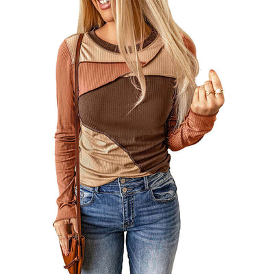 Women's Slim-fit Pullover Thin Color Matching Knitted Sweater eprolo