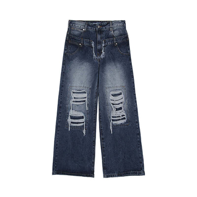 Loose Straight Hole Wide Leg Trousers Casual Floor Trousers eprolo