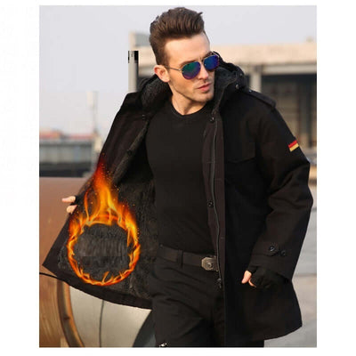 Men's Military Fan Trench Hooded Stand Collar Cotton Coat eprolo