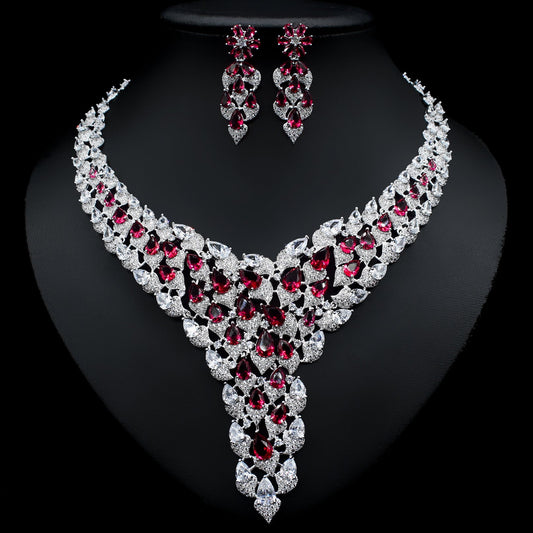 Full Diamond Exaggerated Fashion Necklace Earrings eprolo