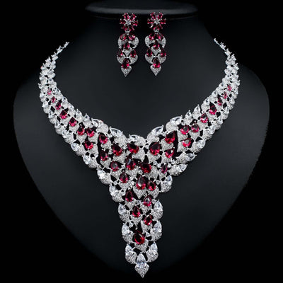 Full Diamond Exaggerated Fashion Necklace Earrings eprolo