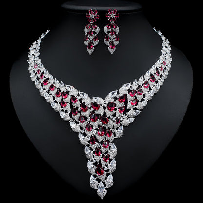 Full Diamond Exaggerated Fashion Necklace Earrings eprolo