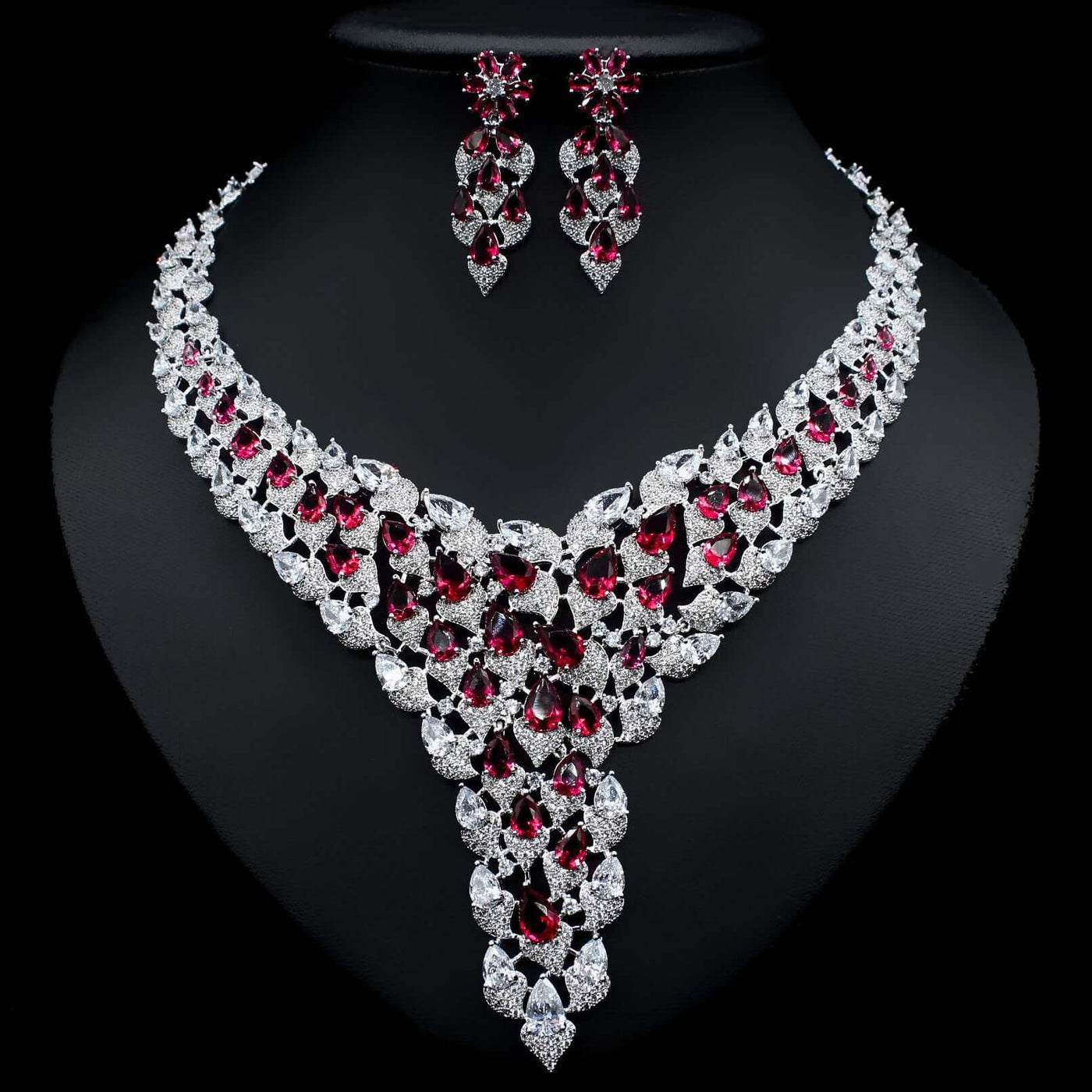Full Diamond Exaggerated Fashion Necklace Earrings eprolo