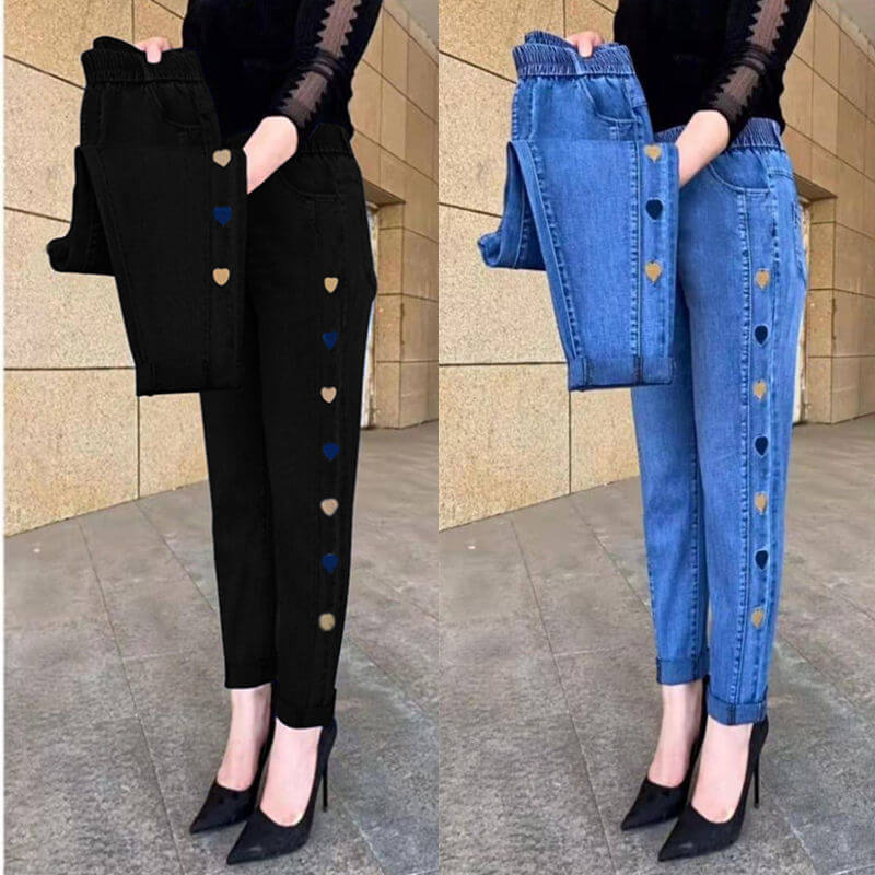 Women's Plus Size Thin High Waist Stretch Jeans Dropshipman