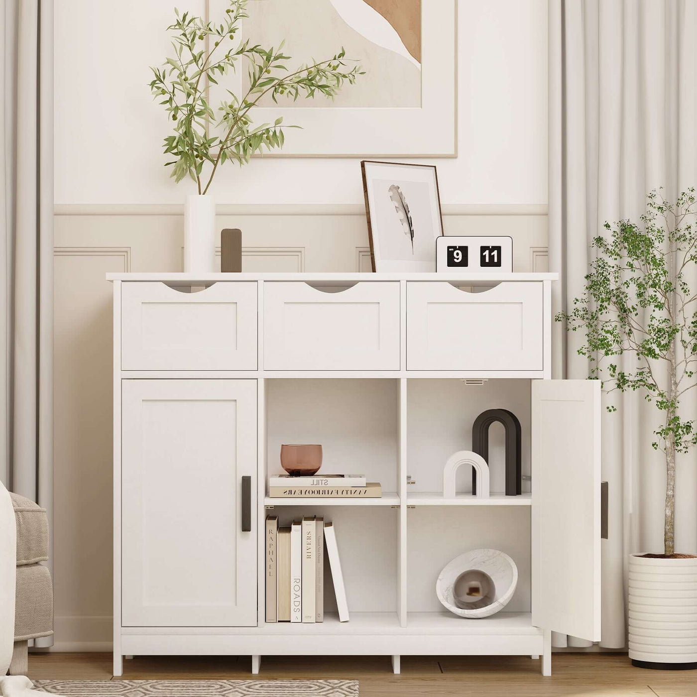 Cabinets With Drawers And Shelves, Living Room, Bedroom, Bathroom Decor Cabinets Furniture Home Decor - White eprolo