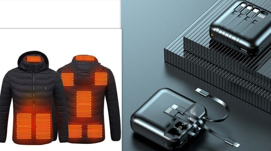 Men's heated jacket with USB charging, featuring thermal heating zones and a stylish design for winter wear.