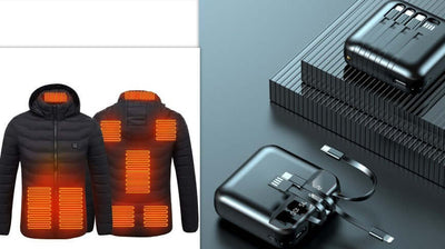 Men's heated jacket with USB charging, featuring thermal heating zones and a stylish design for winter wear.
