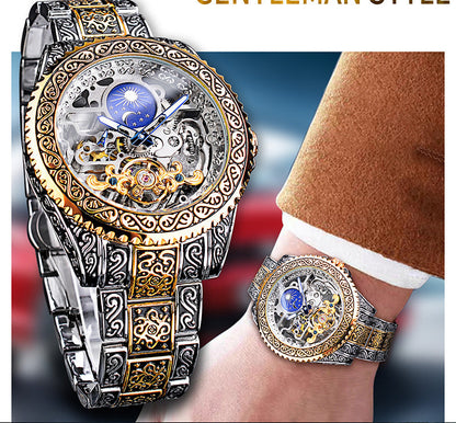 Forsining Skeleton Carved Tourbillon Mechanical Watches Luxury Men's Wristwatch eprolo