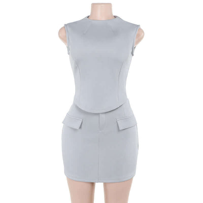 Women's Fashion Bag Cover Top Mid-length Dress Set eprolo