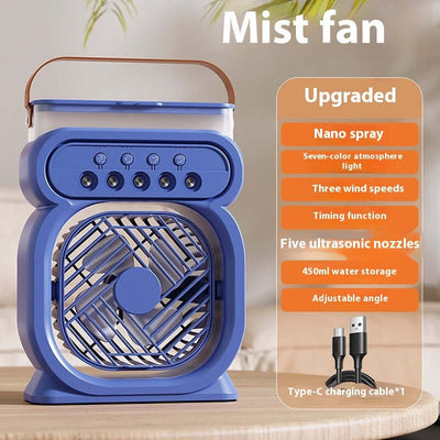 3 In 1 Portable Air Conditioner Evaporative Air Cooler LED Night Lights 3 Speeds Humidifier Fan For Home Office eprolo