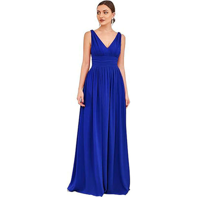 Elegant deep V-neck chiffon maxi dress for formal occasions