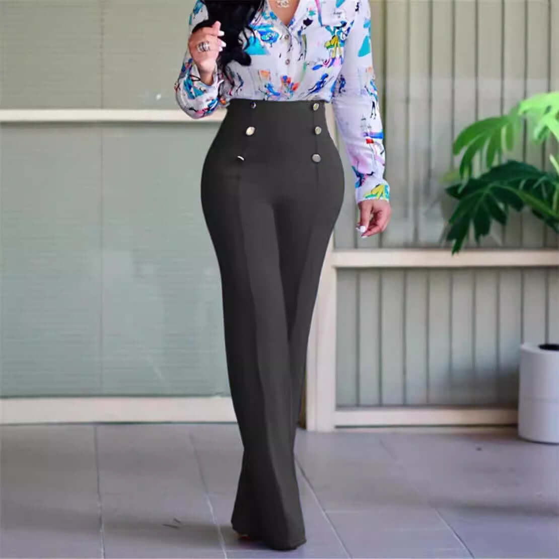 Plus Size Women's Casual Tight Straight-leg Trousers eprolo