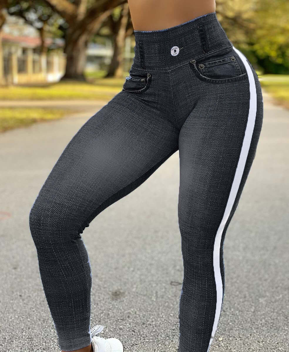 Women's quick-drying skinny yoga pants in denim style