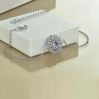 Chakra Yoga Lotus Pendant Bracelet in Sterling Silver eprolo
