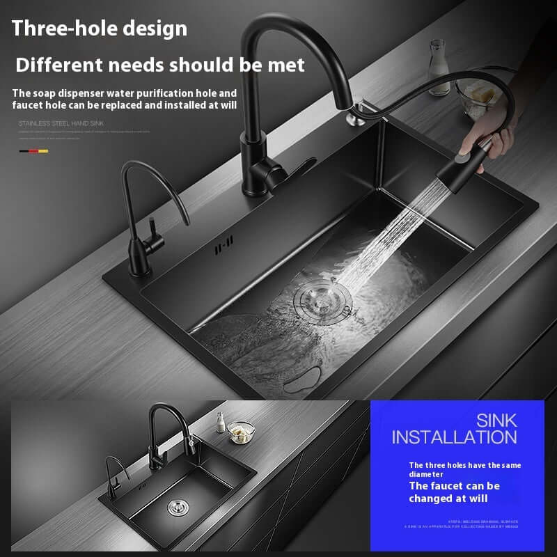 Manual Thickened Sink Kitchen Nano 304 Stainless Steel Sink eprolo