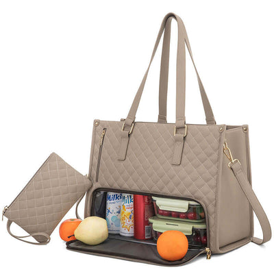 Convenient Commute New Lunch Bag Women's Insulated Lunch Box Women's Leak-proof Large Purse Diagonal Computer Storage eprolo