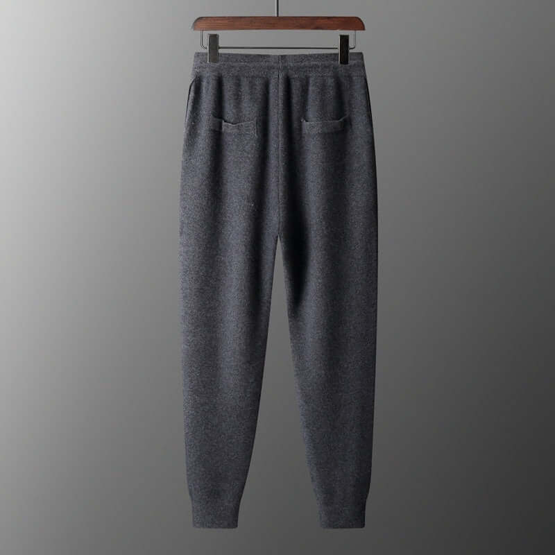 Dark gray wool cashmere pants for men, offering comfort and style for spring and autumn wear.