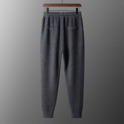 Dark gray wool cashmere pants for men, offering comfort and style for spring and autumn wear.