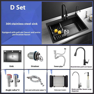 Manual Thickened Sink Kitchen Nano 304 Stainless Steel Sink eprolo