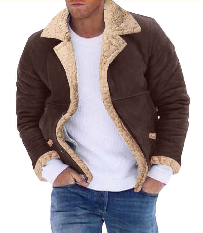 Fashion Men's Fur Integrated Fleece-lined Padded Jacket Astrazona