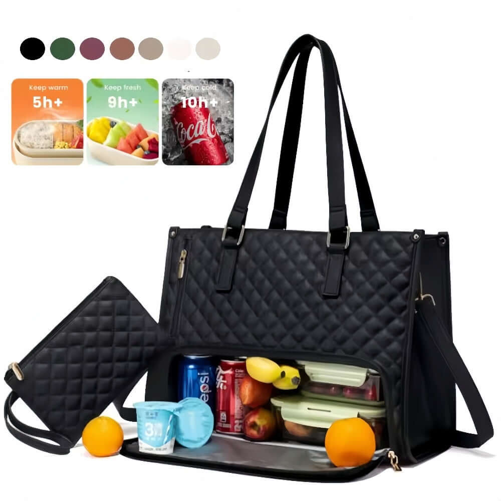 Convenient Commute New Lunch Bag Women's Insulated Lunch Box Women's Leak-proof Large Purse Diagonal Computer Storage eprolo
