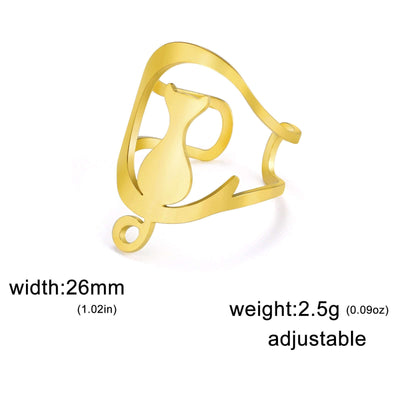 New Cartoon Cute Style Kitty Ring Stainless Steel Adjustable eprolo