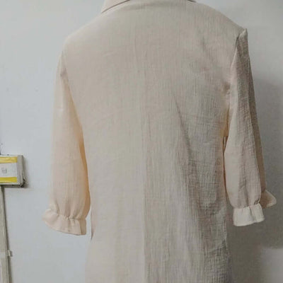 Women's Solid Color Cotton And Linen Breasted Loose Shirt Dress eprolo