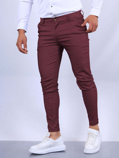 Men's Slim Button Trousers Fashion Solid Office Versatile Long Pencil Pants Astrazona