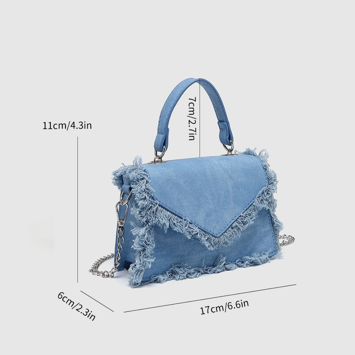 Retro Tassel Bag Denim Blue Mini Crossbody Bag eprolo