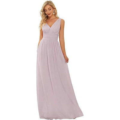 Elegant deep V-neck chiffon maxi dress for formal occasions