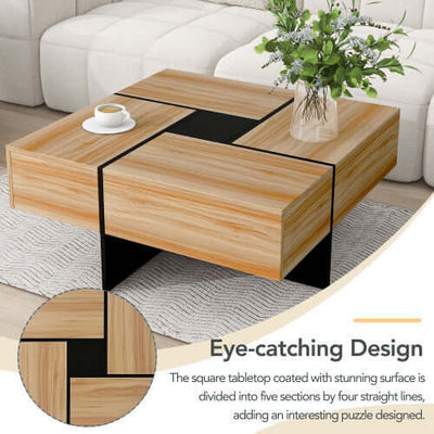 Unique Design Coffee Table With 4 Hidden Storage Compartments eprolo