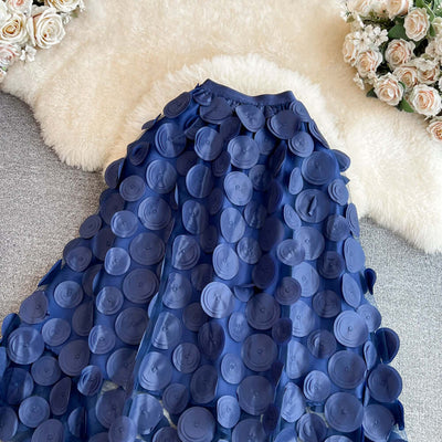 Retro High Waist Mid-length Three-dimensional Flower Mesh Skirt eprolo